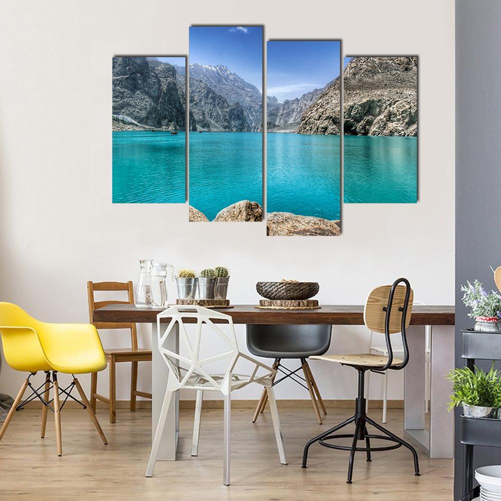 Attabad Lake In Pakistan Canvas Wall Art-4 Pop-Gallery Wrap-50" x 32"-Tiaracle