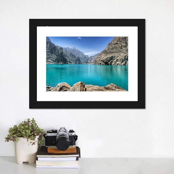 Attabad Lake In Pakistan Canvas Wall Art-1 Piece-Framed Print-20" x 16"-Tiaracle