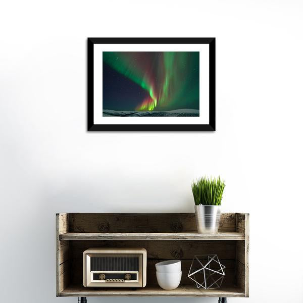 Aurora Borealis & Meteors Canvas Wall Art-1 Piece-Framed Print-20" x 16"-Tiaracle