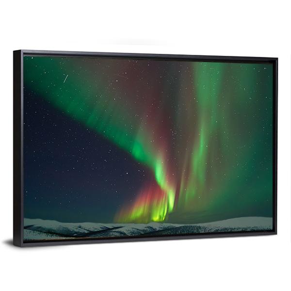 Aurora Borealis & Meteors Canvas Wall Art-3 Horizontal-Gallery Wrap-25" x 16"-Tiaracle