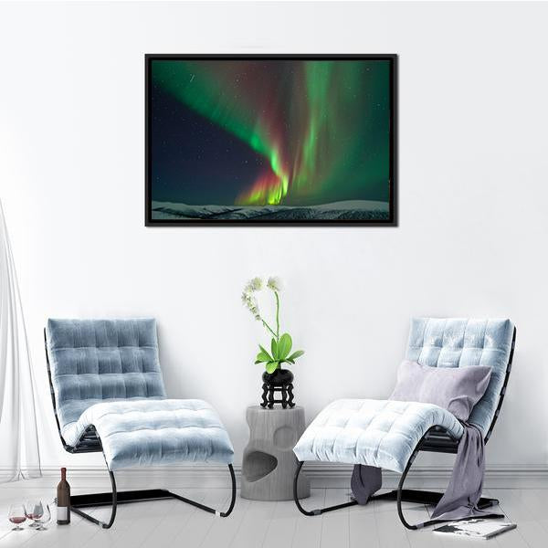 Aurora Borealis & Meteors Canvas Wall Art-3 Horizontal-Gallery Wrap-25" x 16"-Tiaracle