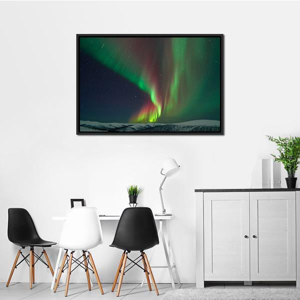 Aurora Borealis & Meteors Canvas Wall Art-3 Horizontal-Gallery Wrap-25" x 16"-Tiaracle