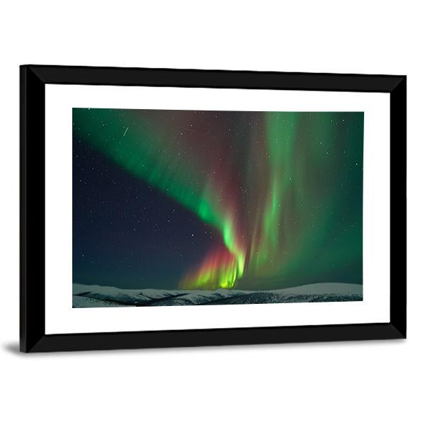 Aurora Borealis & Meteors Canvas Wall Art-3 Horizontal-Gallery Wrap-25" x 16"-Tiaracle