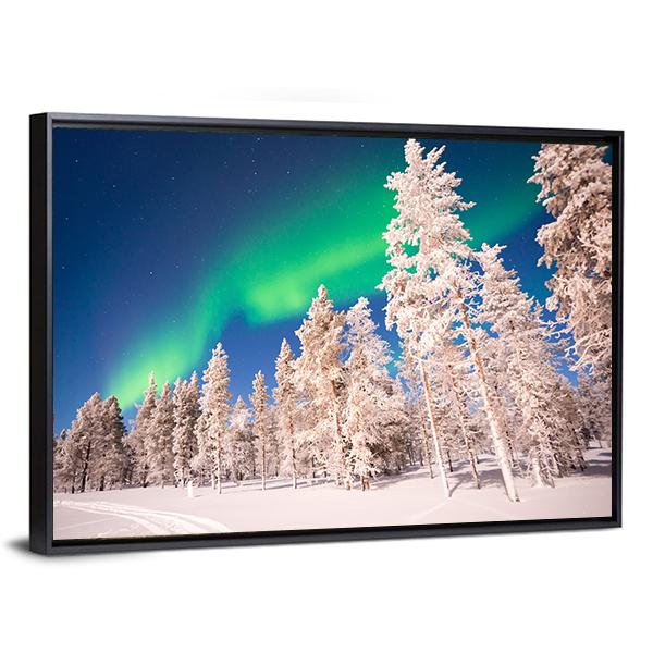 Aurora Borealis In Lapland Finland Canvas Wall Art-3 Horizontal-Gallery Wrap-25" x 16"-Tiaracle