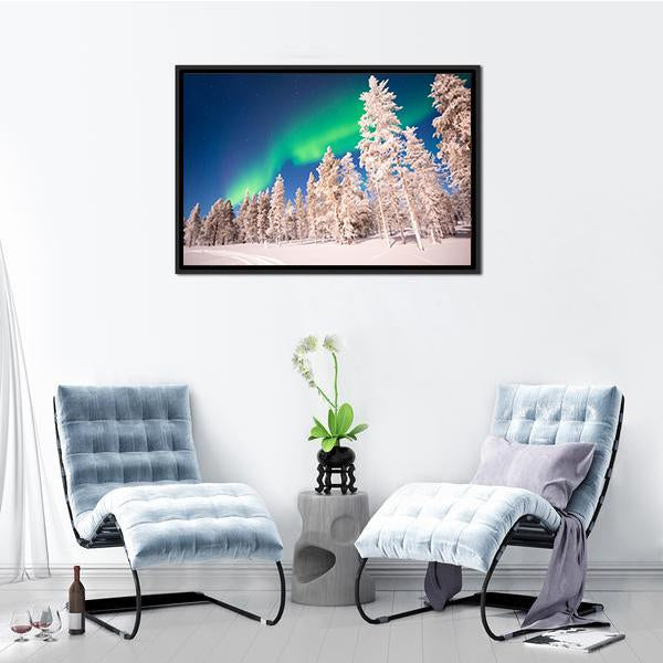 Aurora Borealis In Lapland Finland Canvas Wall Art-3 Horizontal-Gallery Wrap-25" x 16"-Tiaracle