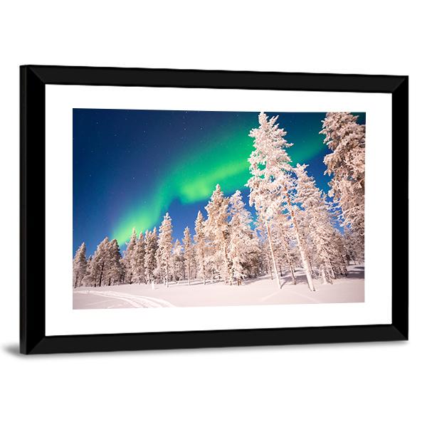 Aurora Borealis In Lapland Finland Canvas Wall Art-3 Horizontal-Gallery Wrap-25" x 16"-Tiaracle