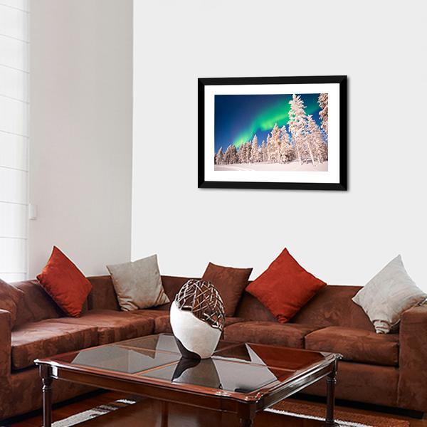 Aurora Borealis In Lapland Finland Canvas Wall Art-3 Horizontal-Gallery Wrap-25" x 16"-Tiaracle