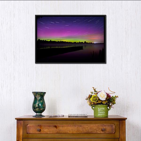 Aurora Borealis Seen From Polish Canvas Wall Art-1 Piece-Floating Frame-24" x 16"-Tiaracle