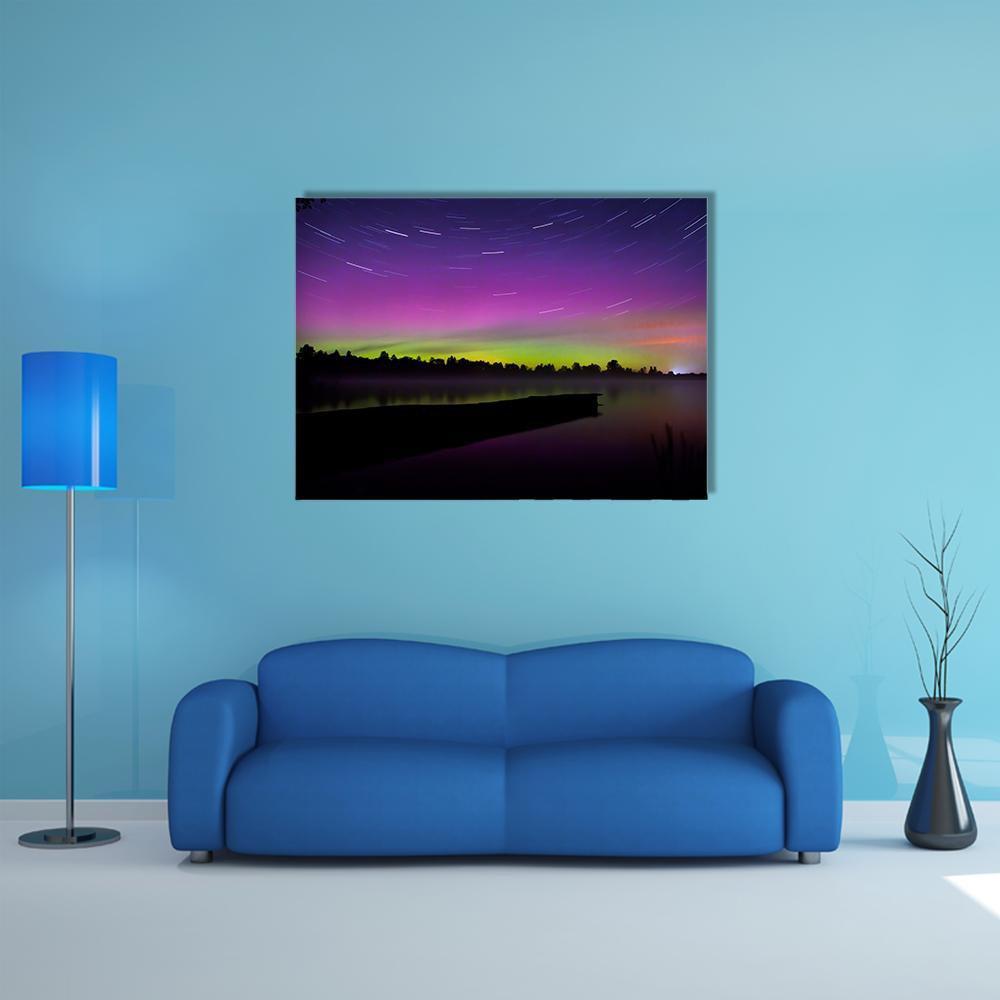Aurora Borealis Seen From Polish Canvas Wall Art-1 Piece-Gallery Wrap-48" x 32"-Tiaracle