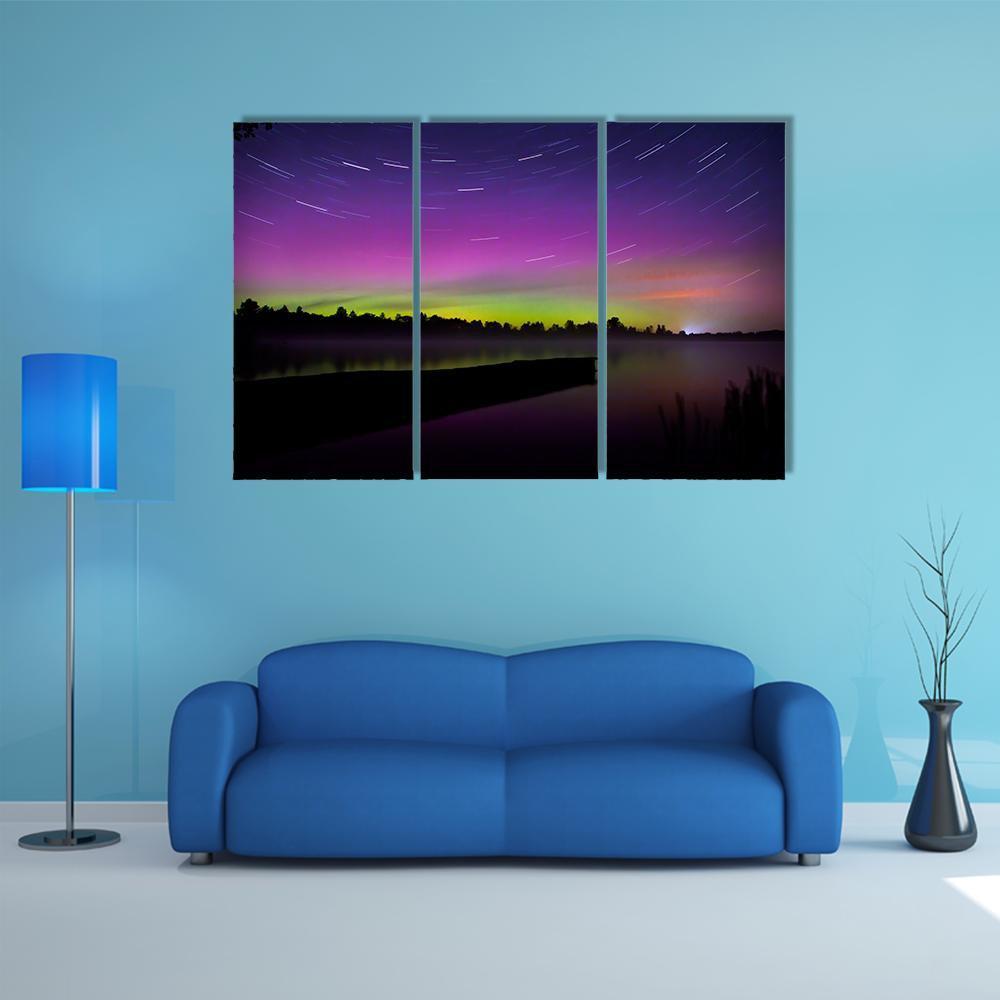 Aurora Borealis Seen From Polish Canvas Wall Art-3 Horizontal-Gallery Wrap-37" x 24"-Tiaracle