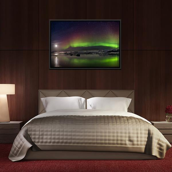 Flash Of Aurora Polaris Canvas Wall Art-3 Horizontal-Gallery Wrap-25" x 16"-Tiaracle