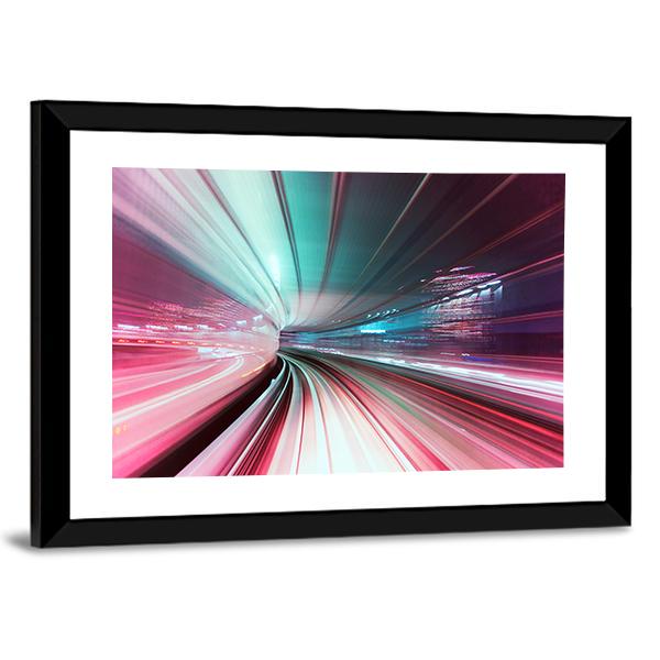 Way Train At Night Japan Canvas Wall Art-3 Horizontal-Gallery Wrap-25" x 16"-Tiaracle