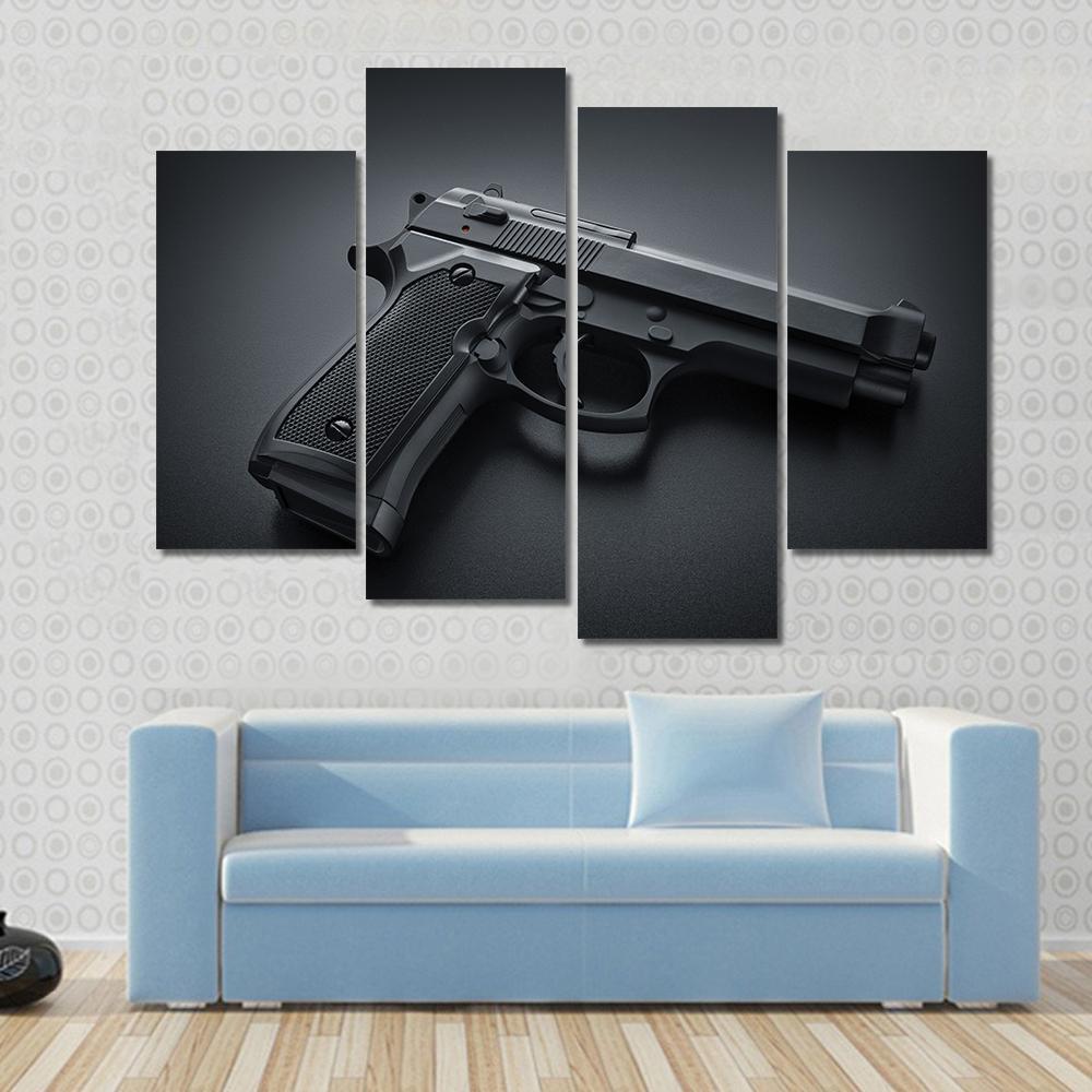 Automatic Gun Canvas Wall Art-4 Pop-Gallery Wrap-50" x 32"-Tiaracle