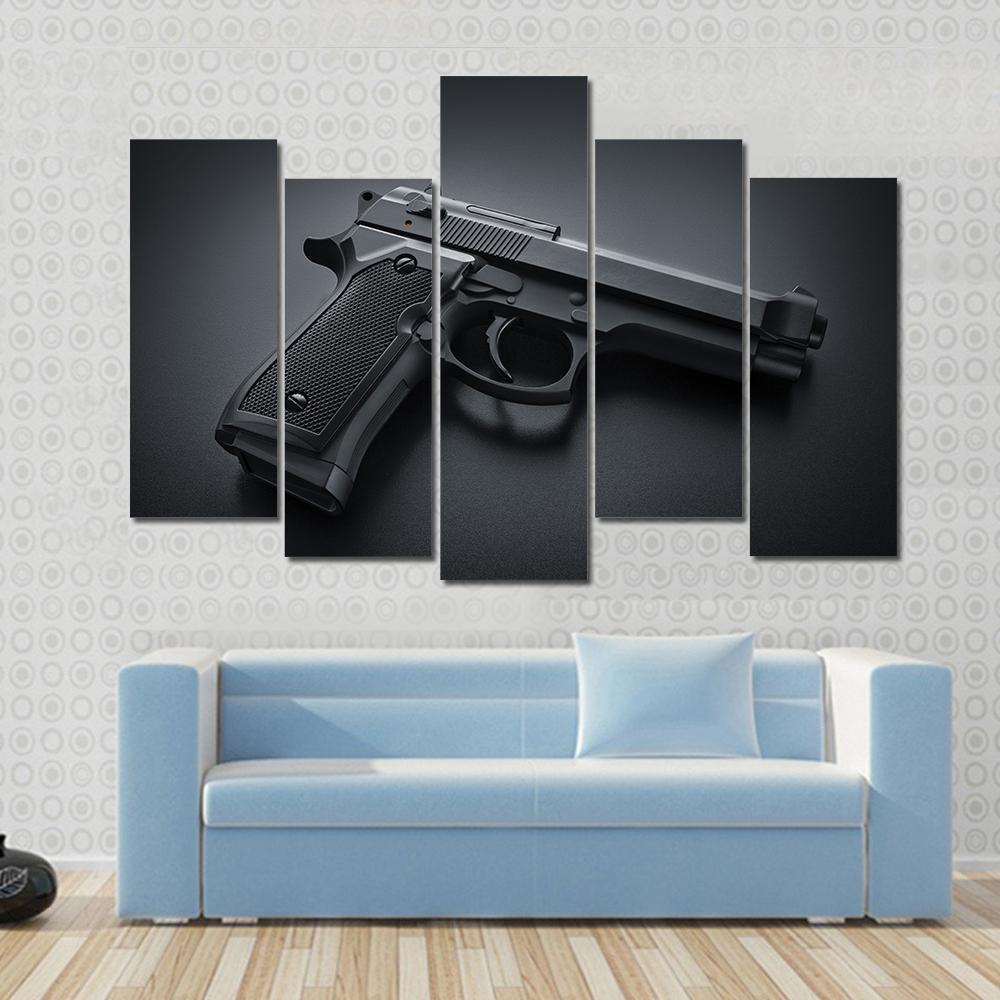 Automatic Gun Canvas Wall Art-5 Pop-Gallery Wrap-47" x 32"-Tiaracle