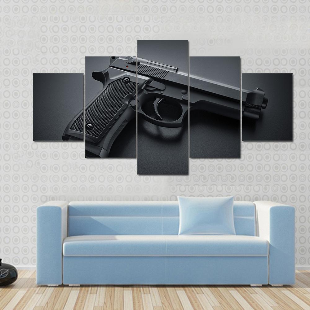 Automatic Gun Canvas Wall Art-5 Star-Gallery Wrap-62" x 32"-Tiaracle