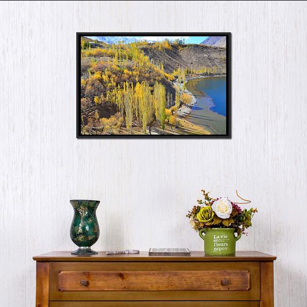 Phander Lake In Autumn Canvas Wall Art-1 Piece-Floating Frame-24" x 16"-Tiaracle