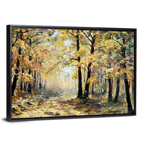 Autumn Forest Abstract Canvas Wall Art-3 Horizontal-Gallery Wrap-25" x 16"-Tiaracle