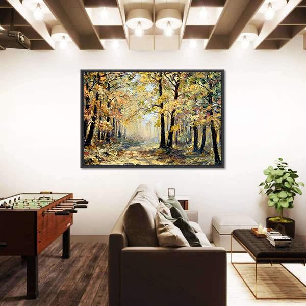 Autumn Forest Abstract Canvas Wall Art-3 Horizontal-Gallery Wrap-25" x 16"-Tiaracle