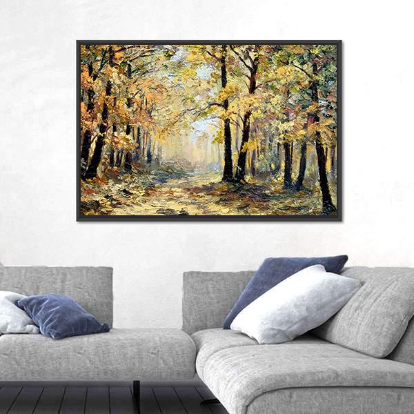 Autumn Forest Abstract Canvas Wall Art-3 Horizontal-Gallery Wrap-25" x 16"-Tiaracle