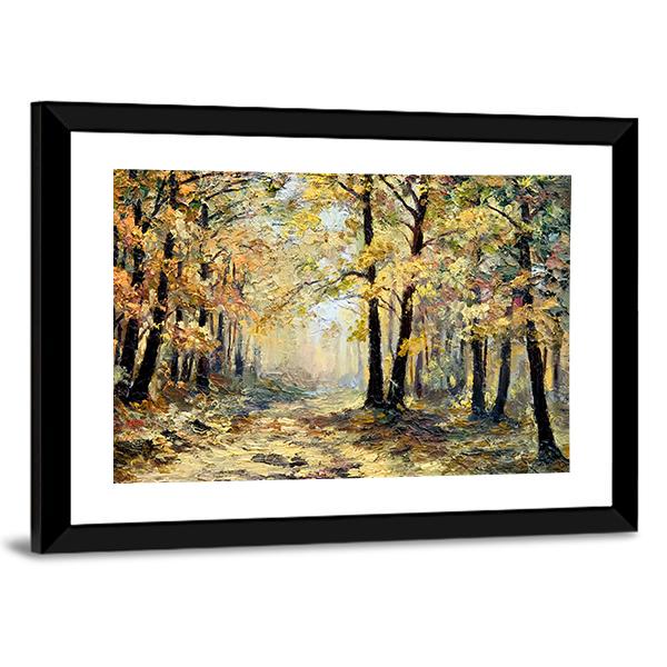 Autumn Forest Abstract Canvas Wall Art-3 Horizontal-Gallery Wrap-25" x 16"-Tiaracle