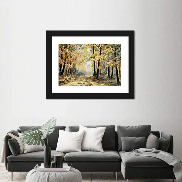 Autumn Forest Abstract Canvas Wall Art-3 Horizontal-Gallery Wrap-25" x 16"-Tiaracle