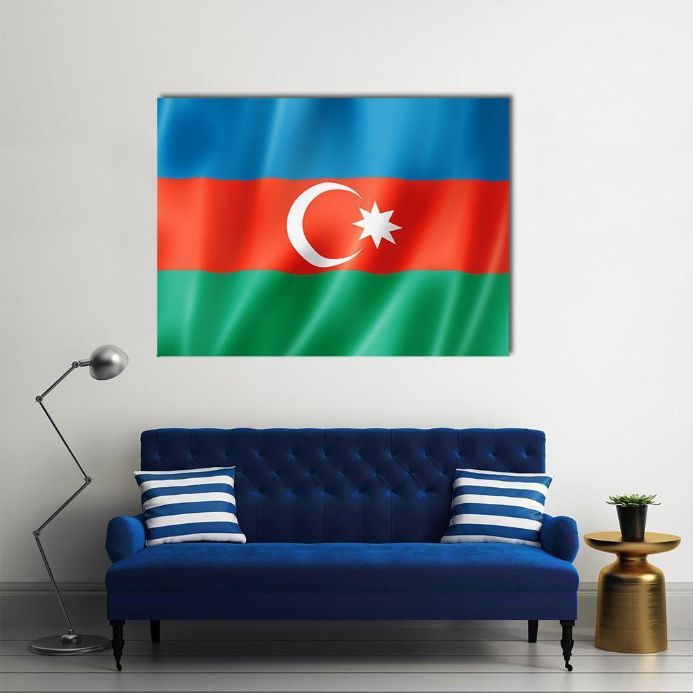 Azerbaijan Flag Canvas Wall Art-1 Piece-Gallery Wrap-48" x 32"-Tiaracle