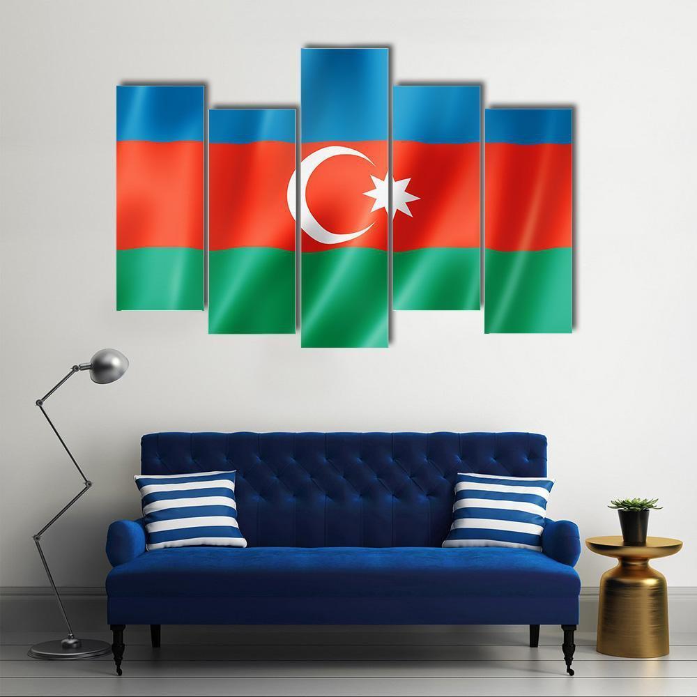 Azerbaijan Flag Canvas Wall Art-5 Pop-Gallery Wrap-47" x 32"-Tiaracle