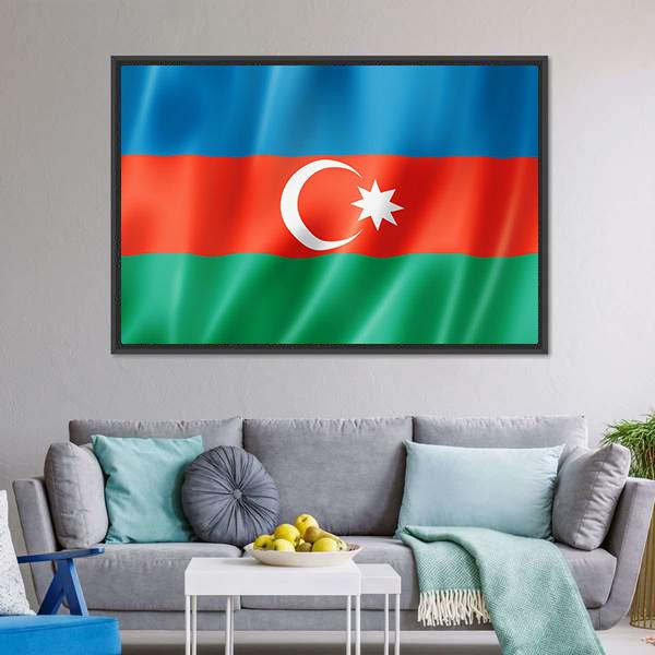 Azerbaijan Flag Canvas Wall Art-3 Horizontal-Gallery Wrap-25" x 16"-Tiaracle