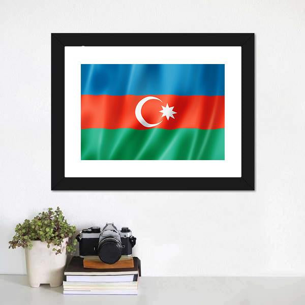 Azerbaijan Flag Canvas Wall Art-1 Piece-Framed Print-20" x 16"-Tiaracle