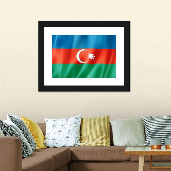 Azerbaijan Flag Canvas Wall Art-3 Horizontal-Gallery Wrap-25" x 16"-Tiaracle