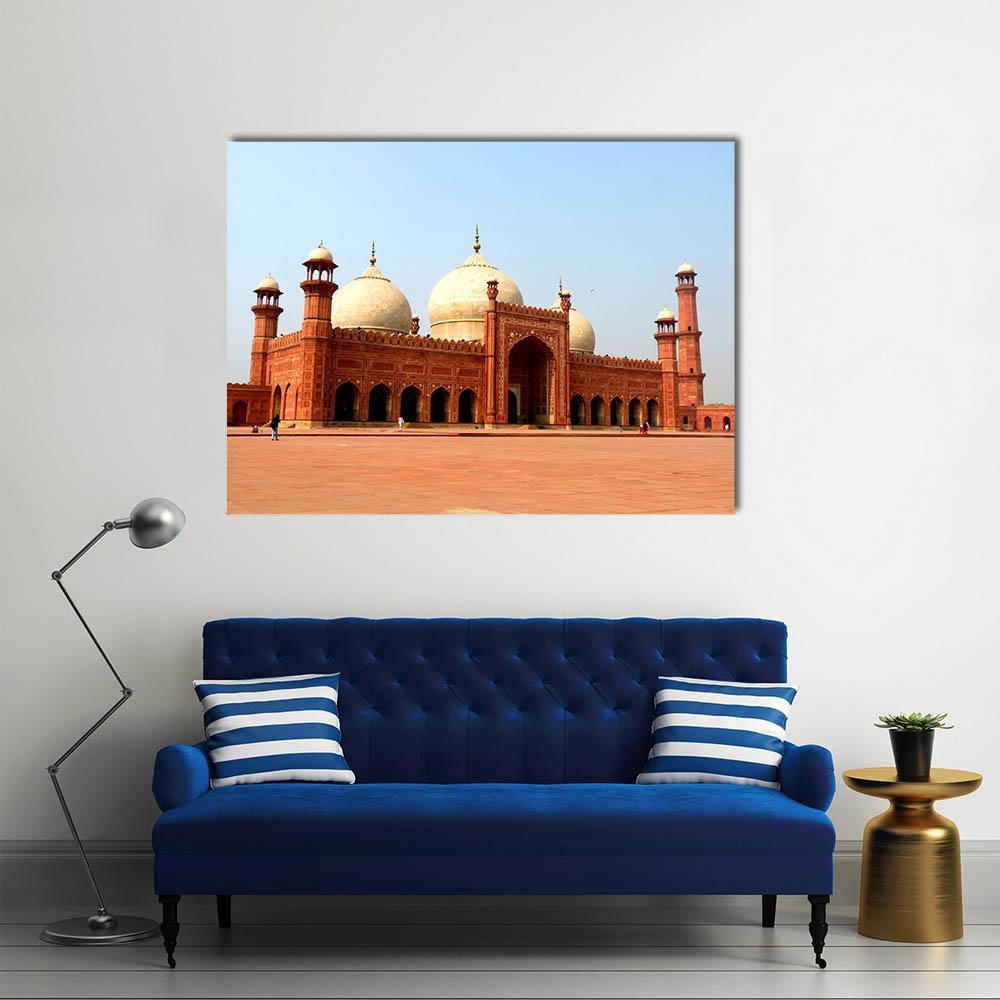 Badshahi Mosque In Daylight Pakistan Canvas Wall Art-1 Piece-Gallery Wrap-48" x 32"-Tiaracle