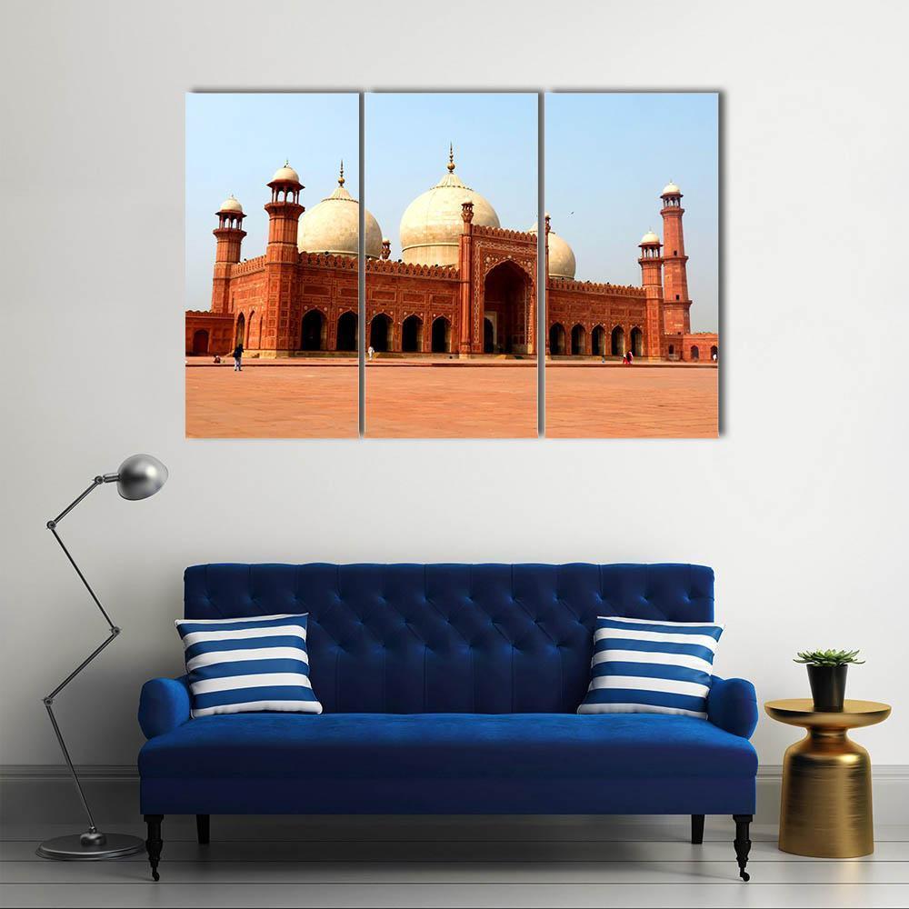 Badshahi Mosque In Daylight Pakistan Canvas Wall Art-3 Horizontal-Gallery Wrap-37" x 24"-Tiaracle