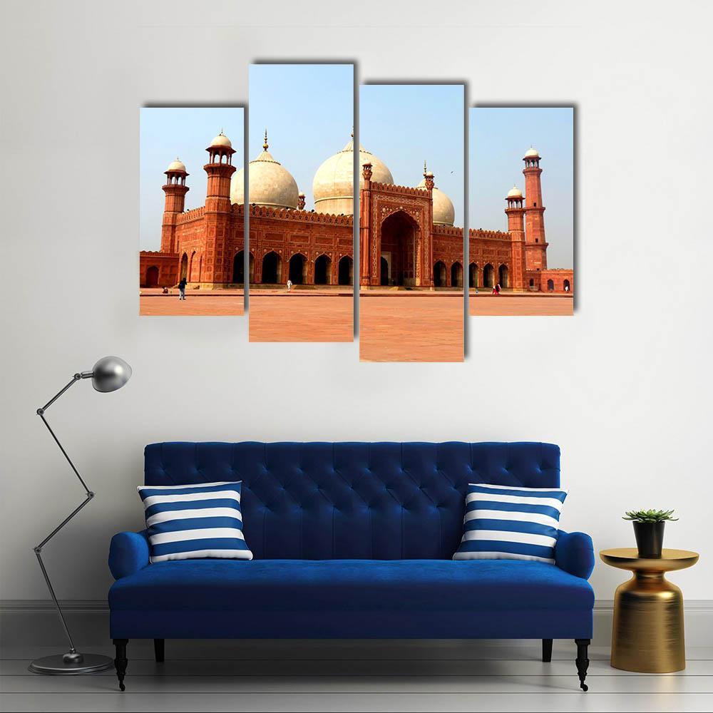 Badshahi Mosque In Daylight Pakistan Canvas Wall Art-4 Pop-Gallery Wrap-50" x 32"-Tiaracle