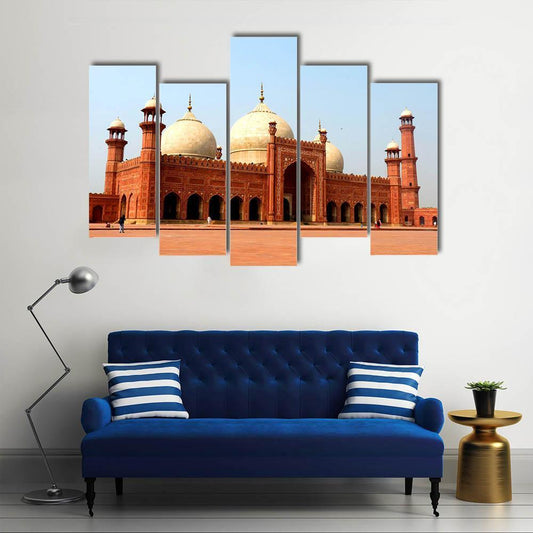 Badshahi Mosque In Daylight Pakistan Canvas Wall Art-5 Pop-Gallery Wrap-47" x 32"-Tiaracle