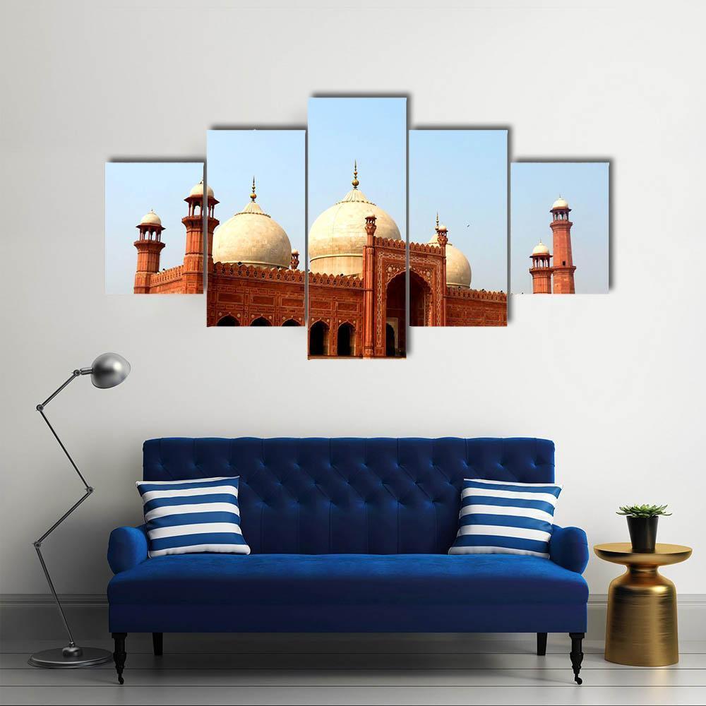 Badshahi Mosque In Daylight Pakistan Canvas Wall Art-5 Star-Gallery Wrap-62" x 32"-Tiaracle