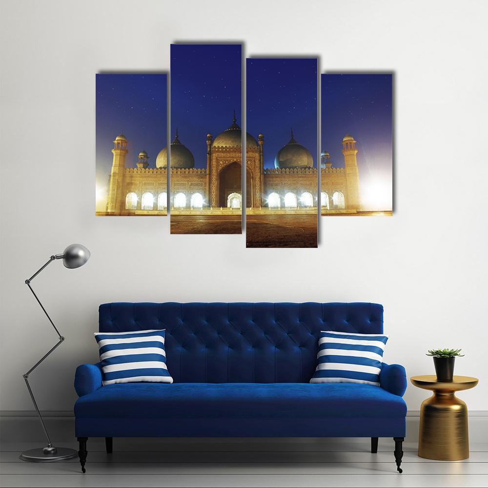 Badshahi Mosque Lahore Canvas Wall Art-4 Pop-Gallery Wrap-50" x 32"-Tiaracle