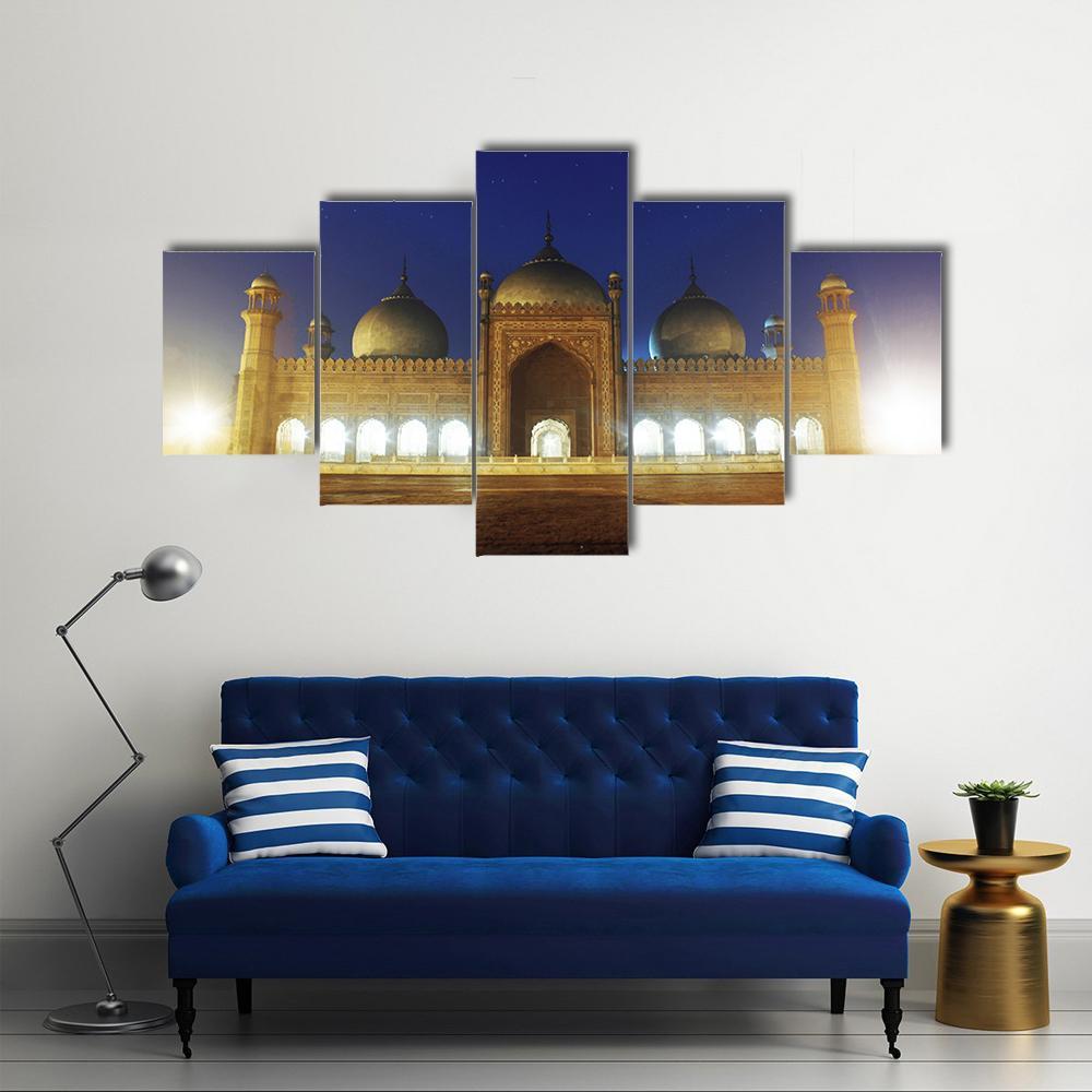 Badshahi Mosque Lahore Canvas Wall Art-5 Star-Gallery Wrap-62" x 32"-Tiaracle