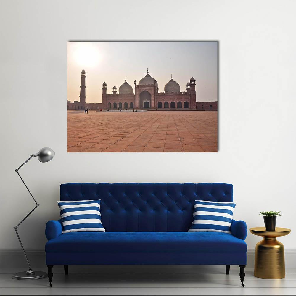 Badshahi Mosque In Lahore Canvas Wall Art-1 Piece-Gallery Wrap-48" x 32"-Tiaracle