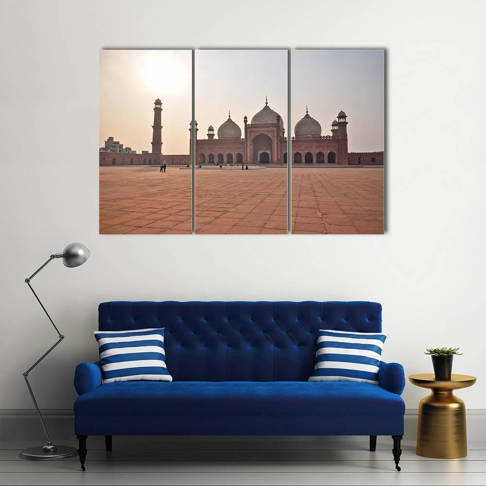 Badshahi Mosque In Lahore Canvas Wall Art-3 Horizontal-Gallery Wrap-37" x 24"-Tiaracle