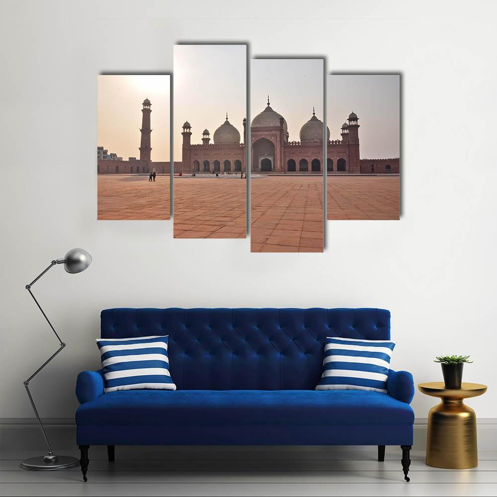 Badshahi Mosque In Lahore Canvas Wall Art-4 Pop-Gallery Wrap-50" x 32"-Tiaracle