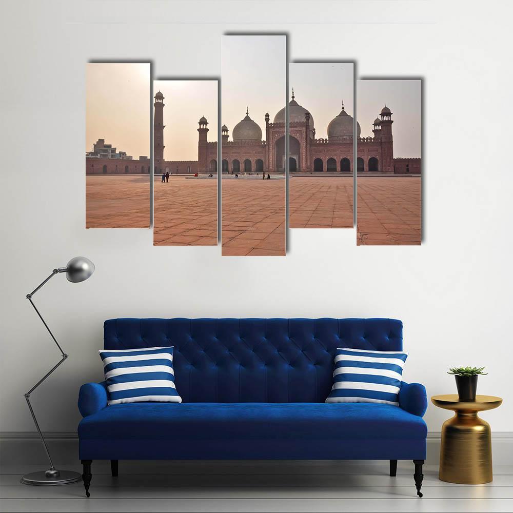 Badshahi Mosque In Lahore Canvas Wall Art-5 Pop-Gallery Wrap-47" x 32"-Tiaracle