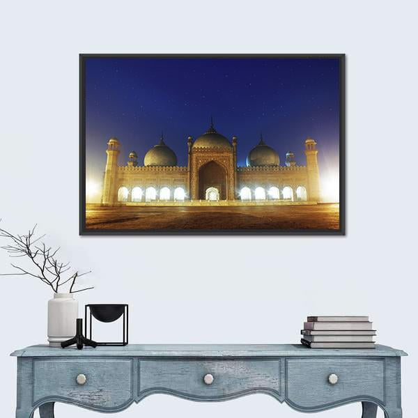 Badshahi Mosque Lahore Canvas Wall Art-1 Piece-Floating Frame-24" x 16"-Tiaracle