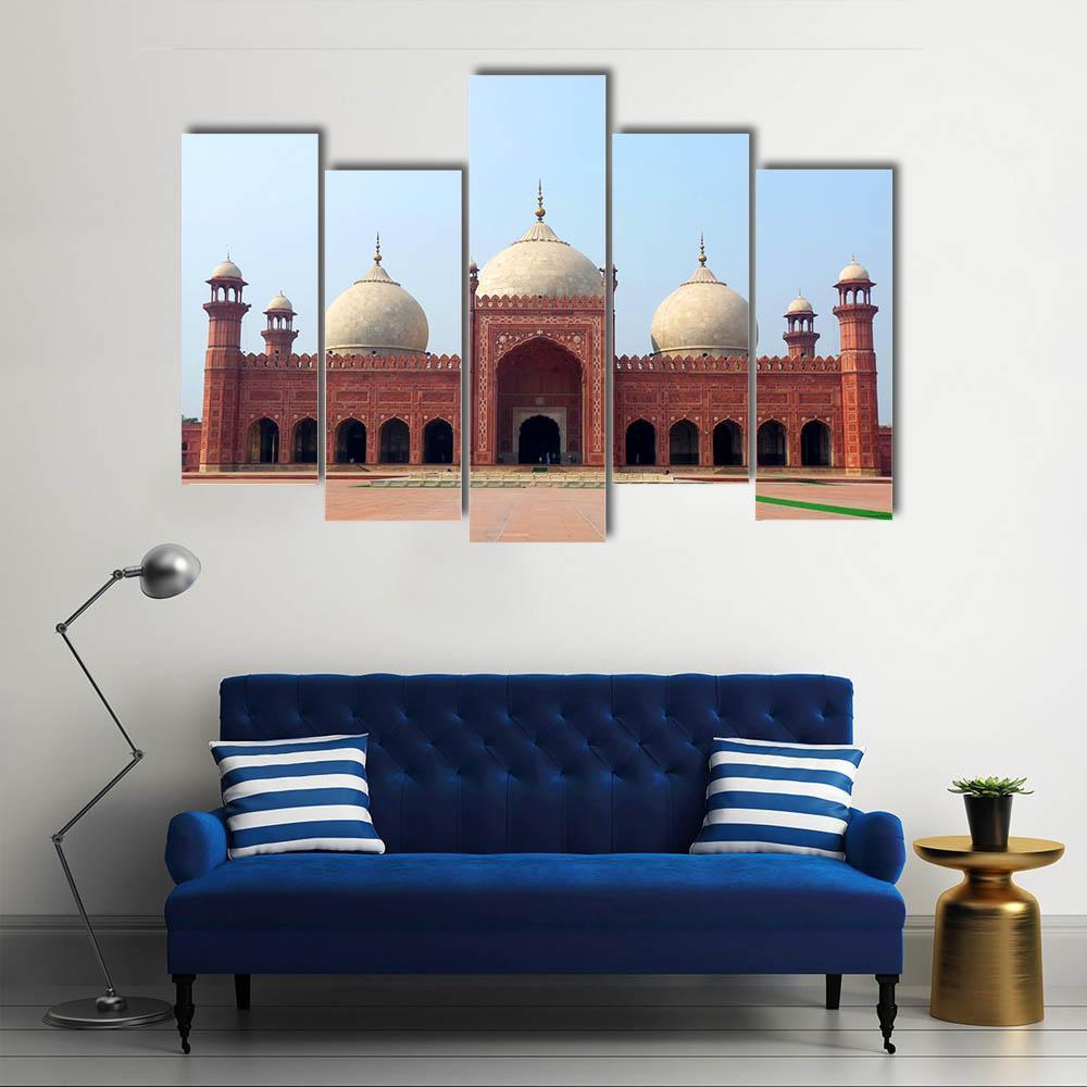 Badshahi Mosque Canvas Wall Art-5 Pop-Gallery Wrap-47" x 32"-Tiaracle