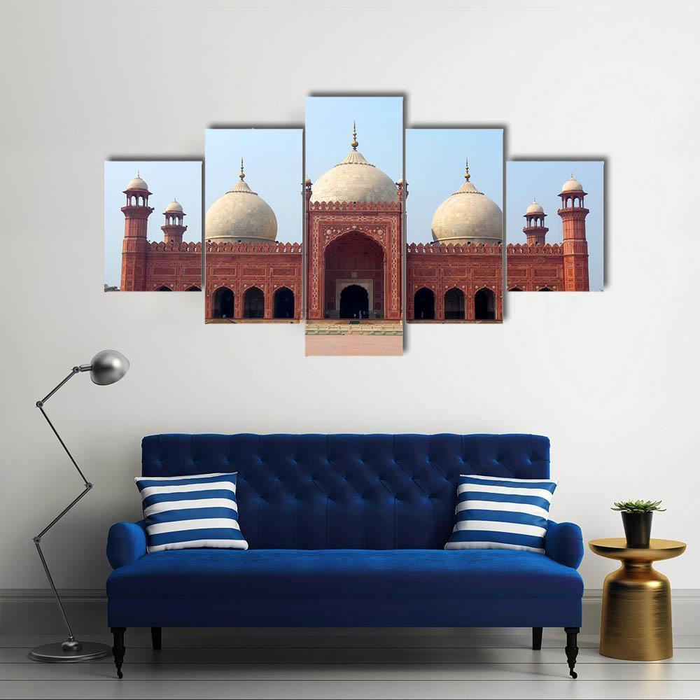 Badshahi Mosque Canvas Wall Art-5 Star-Gallery Wrap-62" x 32"-Tiaracle