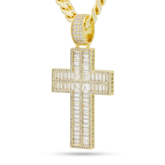 Baguette Cut Cross Necklace