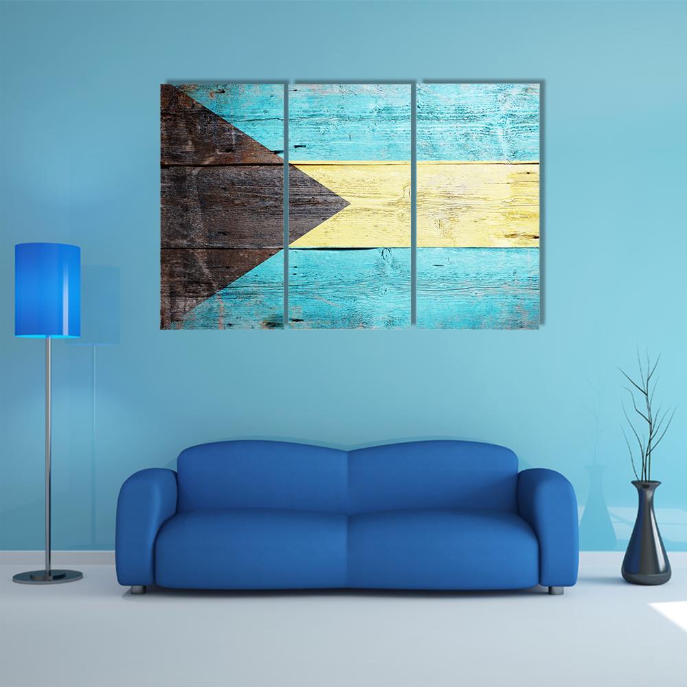 Bahamas Flag Canvas Wall Art-3 Horizontal-Gallery Wrap-37" x 24"-Tiaracle