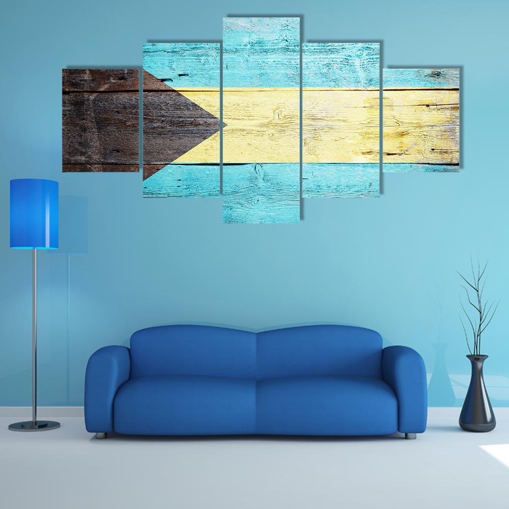 Bahamas Flag Canvas Wall Art-5 Star-Gallery Wrap-62" x 32"-Tiaracle