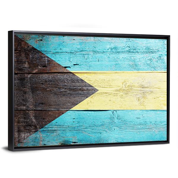 Bahamas Flag Canvas Wall Art-3 Horizontal-Gallery Wrap-25" x 16"-Tiaracle