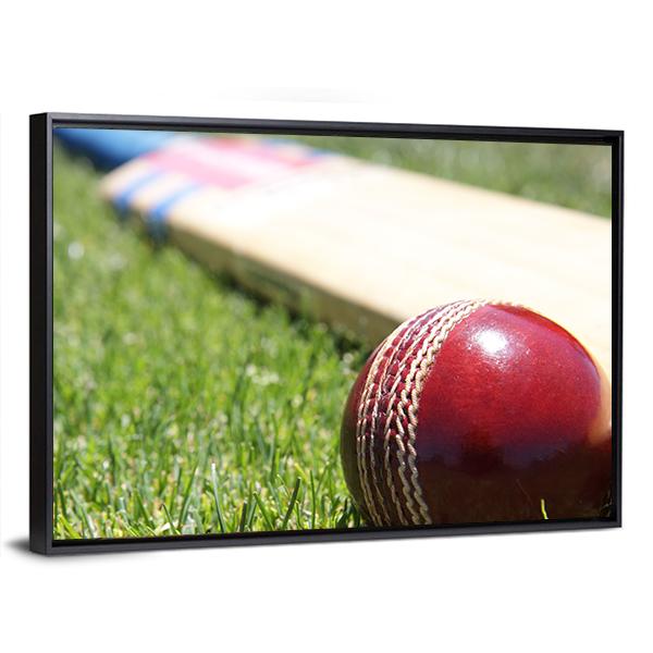 Ball & Bat On Grass Canvas Wall Art-3 Horizontal-Gallery Wrap-25" x 16"-Tiaracle