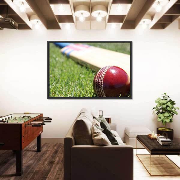 Ball & Bat On Grass Canvas Wall Art-3 Horizontal-Gallery Wrap-25" x 16"-Tiaracle